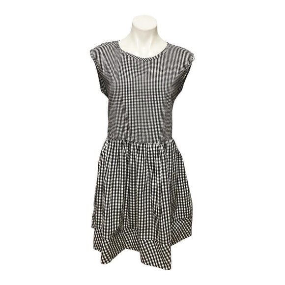 Madewell Small Gingham Checked Sleeveless Back Tie Cotton Dress in Black and W… - Picture 3 of 8